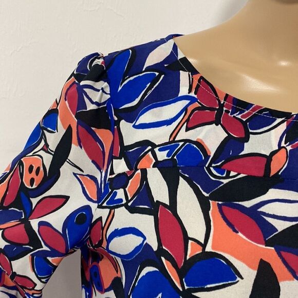 J. Crew floral print scoop neck long sleeve blouse top size M - Picture 2 of 9